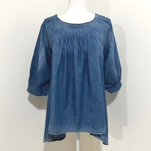 Free People Memories of You Chambray Tunic Top Indigo Boho Size XS - Picture 1 of 9